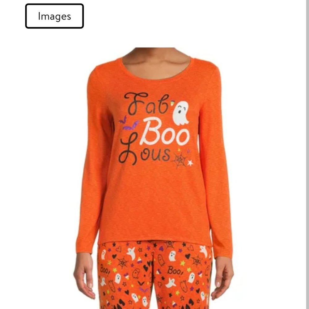 Way to Celebrate Halloween* Women's PJ Set Boo‎ 2-Piece Top/Bottom Size~ Large